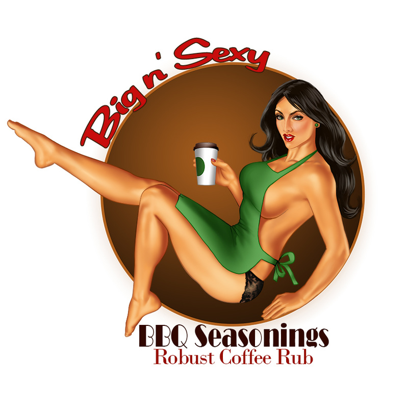 Digital pin up of a sexy barista hold coffee 